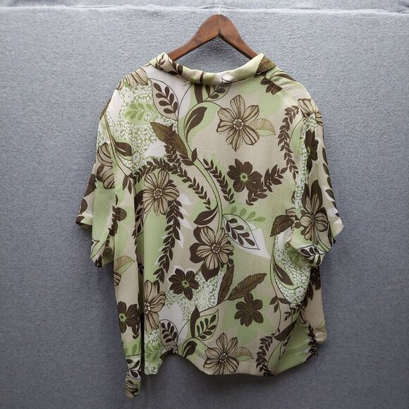 Alfred Dunner Womens Plus Size Floral Print Blouse 24W Green & Brown Polyester S - Picture 3 of 3